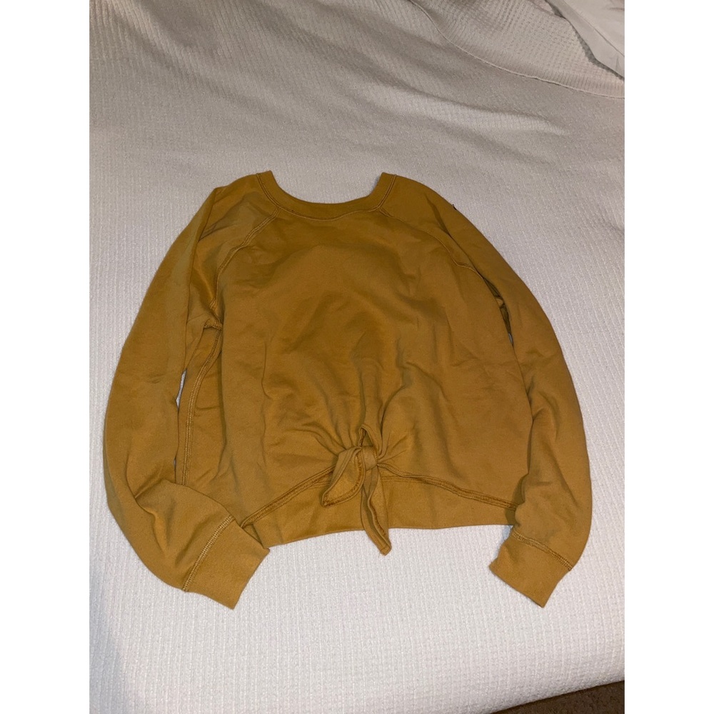 XL fleece cropped mustard yellow sweatshirt